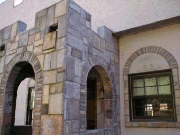 Castle Stone window surround cast from concrete molds.