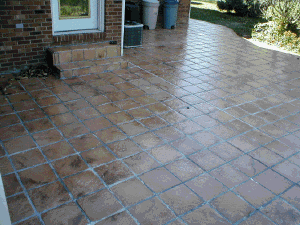 18x18 slate patio stones cast from molds.