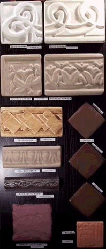 Assorted concrete tiles cast from molds.